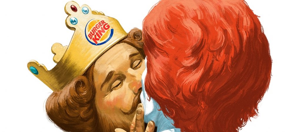 Kuss zwischen Burger King und Ronald McDonald