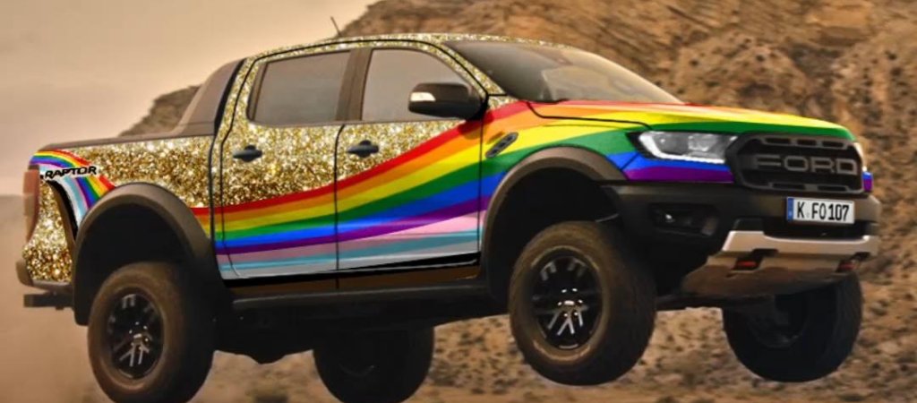 Ford Ranger mit glitzernder Regenbogen-Lackierung